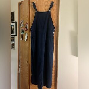$99 Christopher & Banks overall style blue denim jumper dress. Size Med / Large.